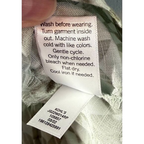 SO Womens Green Checkered Ruffle Double Cinched Waist Top XL Peasant Cottagecore - Picture 13 of 13